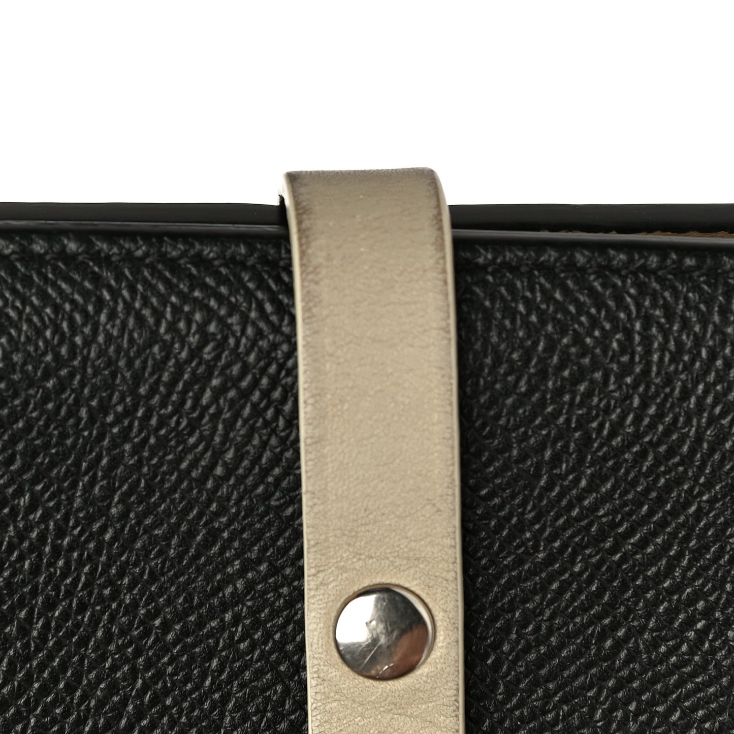 Grained Calfskin Large Multifunction Strap Wallet Black Chalk