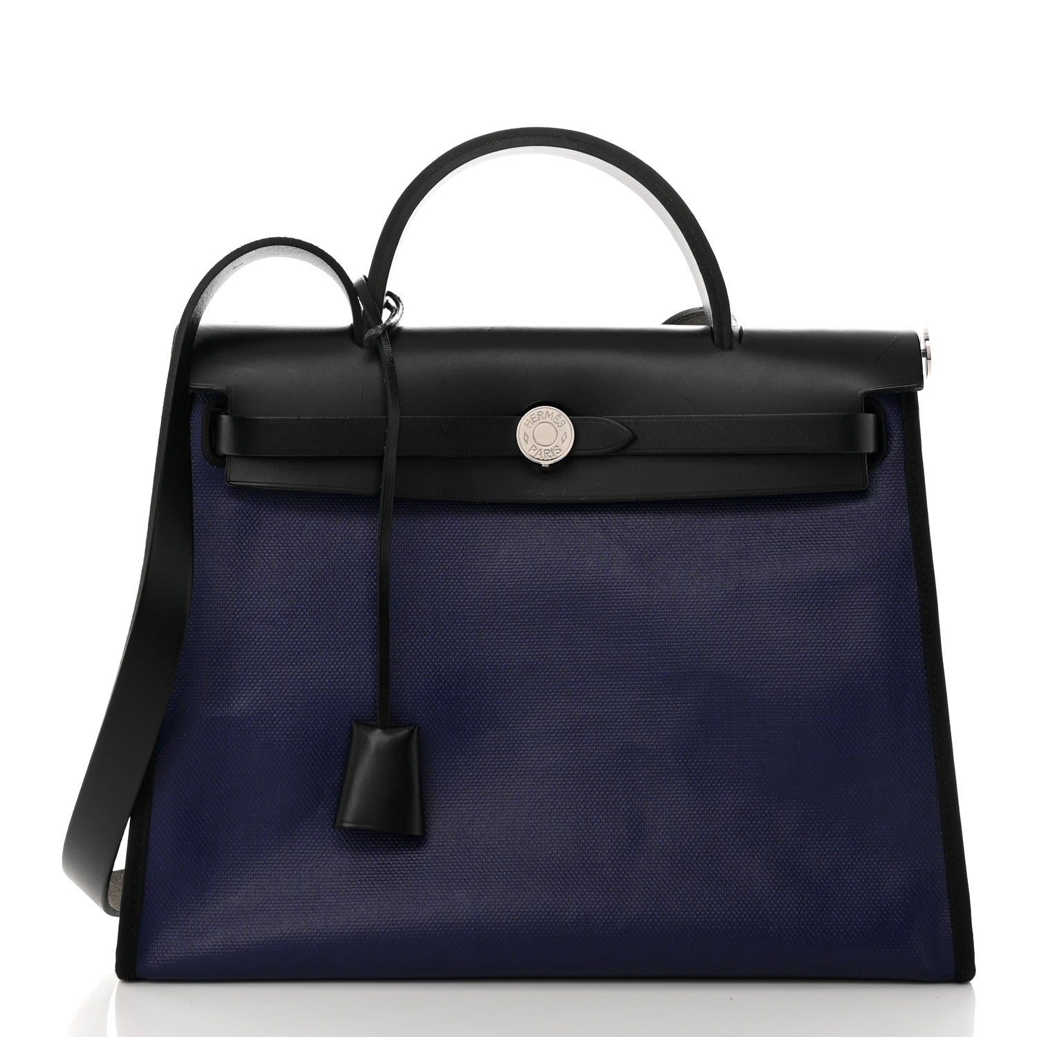 Hermes Toile H Berline Vache Hunter Herbag Zip PM 31 Bleu Encre Black 3 of 17
