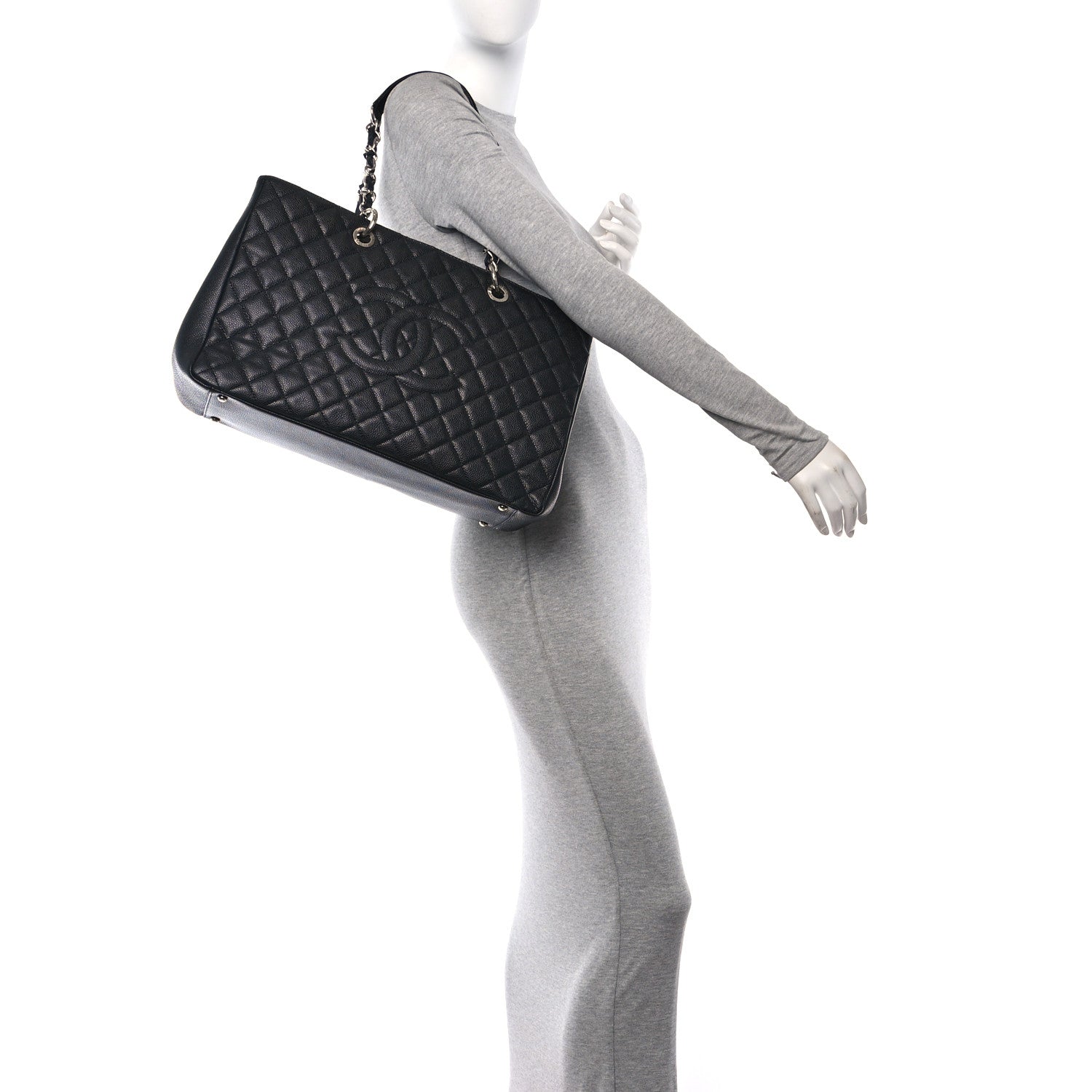 Chanel Caviar Quilted XL Grand Shopping Tote GST Black 2 of 12