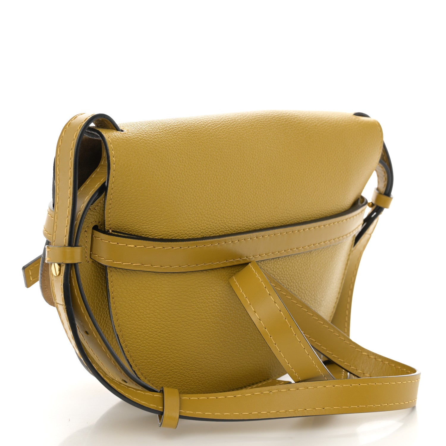 Loewe Grained Calfskin Small Gate Crossbody Bag Mustard Yellow 3 of 10