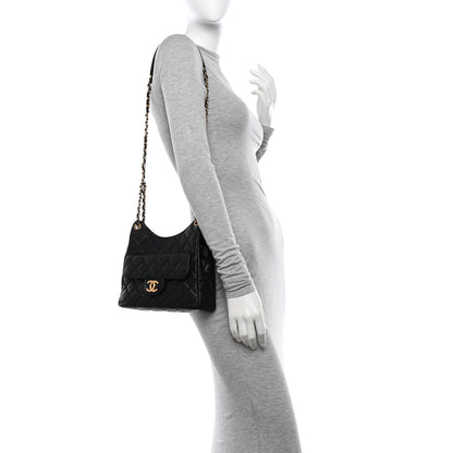 Chanel Caviar Quilted Wavy CC Hobo Black 2 of 14