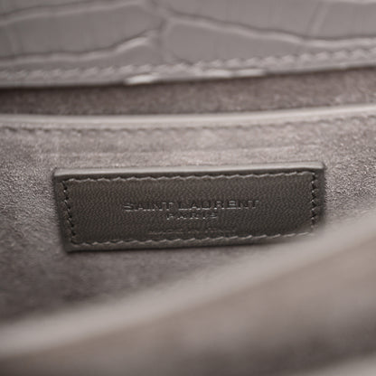 Saint Laurent Calfskin Crocodile Embossed Medium Monogram Sunset Fog 7 of 14