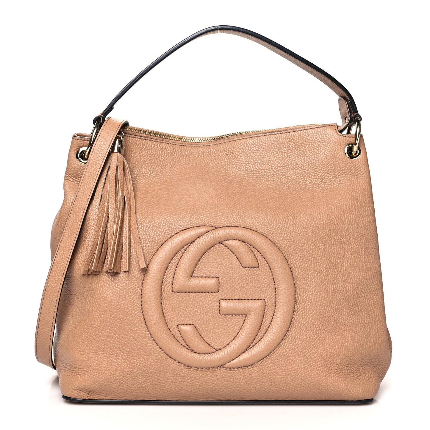 Pebbled Calfskin Large Soho Hobo Camelia