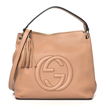 Gucci Pebbled Calfskin Large Soho Hobo Camelia 1 of 12