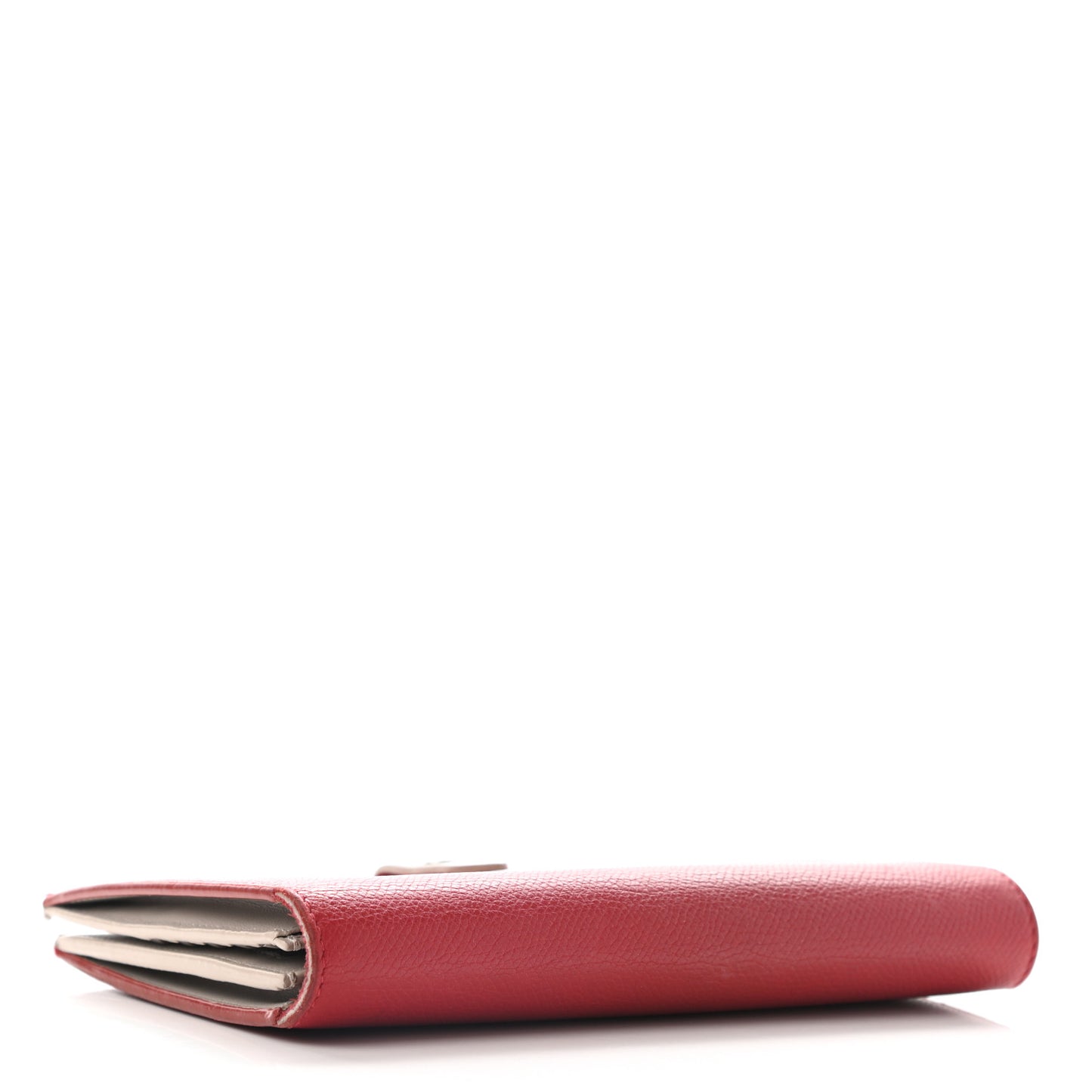Grained Calfskin Large Multifunction Strap Wallet Pop Red