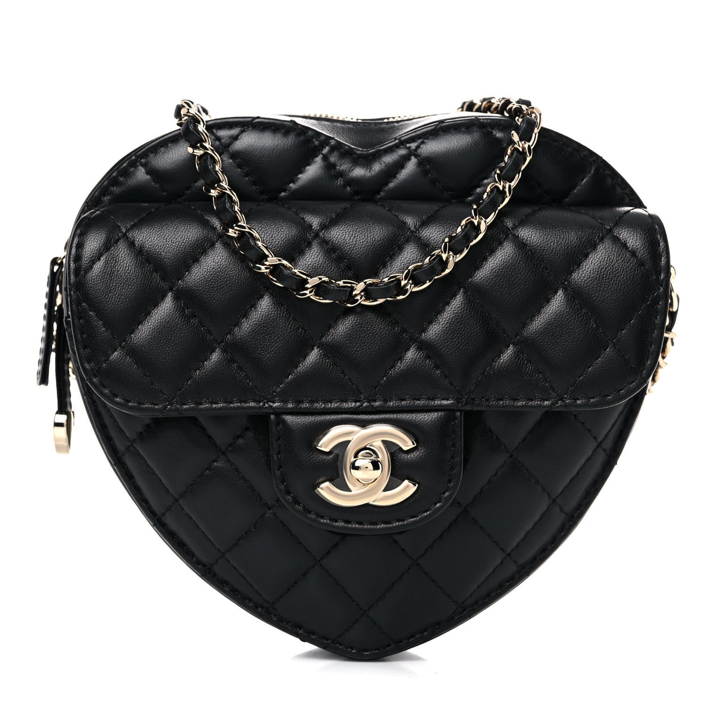 Lambskin Quilted CC In Love Heart Bag Black