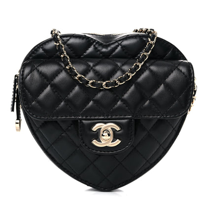 Chanel Lambskin Quilted CC In Love Heart Bag Black 1 of 10