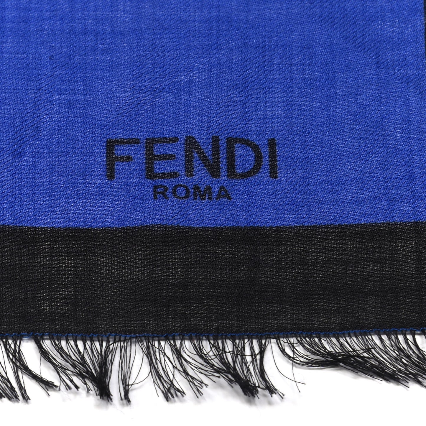 Silk Wool Fringe Monster Scarf Blue