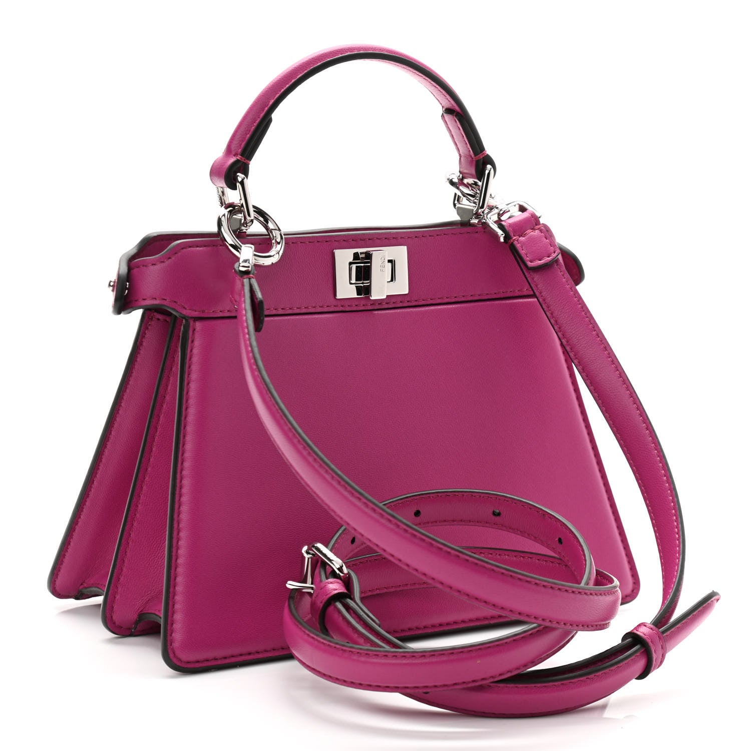 Fendi Shiny Nappa Petite Peekaboo I SEE U Satchel Magenta 2 of 9