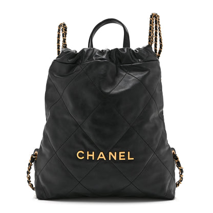Chanel Shiny Calfskin Quilted Chanel 22 Backpack Black 1 of 10