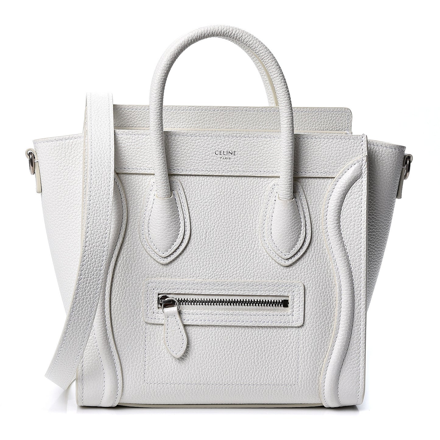 Drummed Calfskin Nano Luggage White