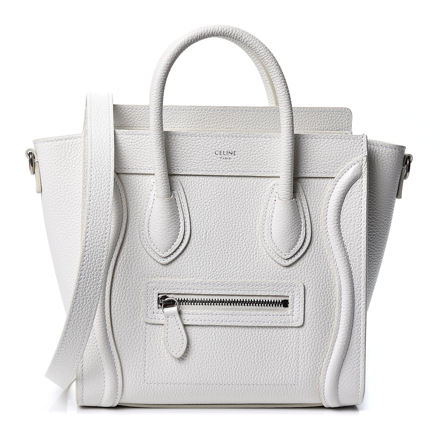 Celine Drummed Calfskin Nano Luggage White 1 of 10