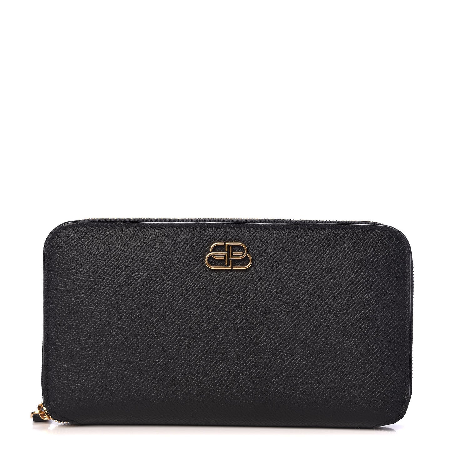 Grained Calfskin BB Continental Zip Around Wallet Black