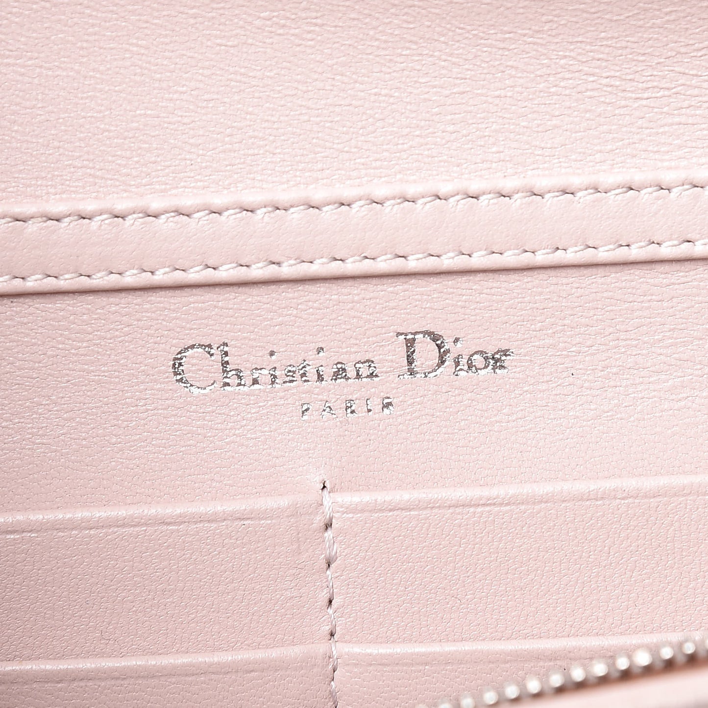 Grained Calfskin Diorama Wallet on Chain Pouch Rose Poudre