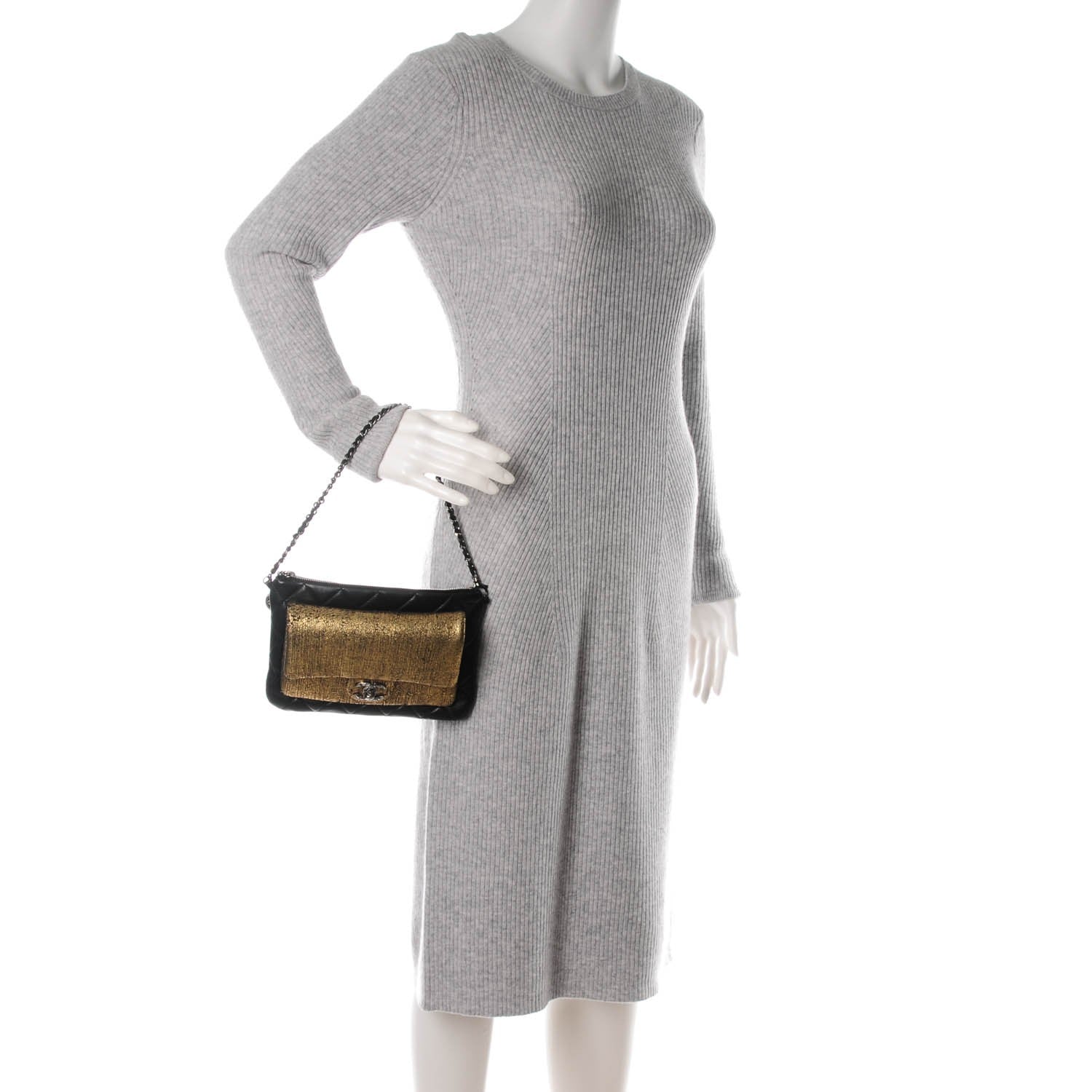 Chanel Lambskin Mineral Nights Wristlet Gold Black 2 of 8