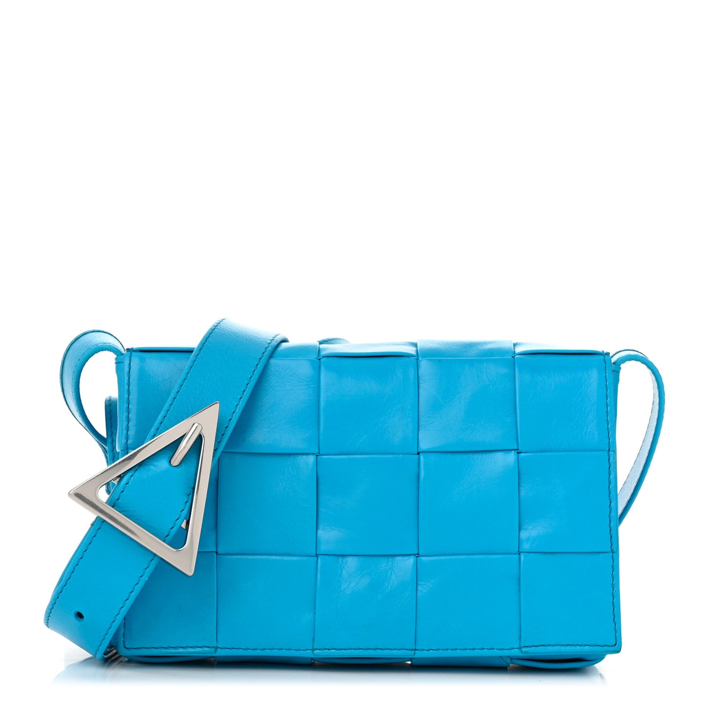 Paper Calfskin Maxi Intreccio Cassette Crossbody Bag Pool