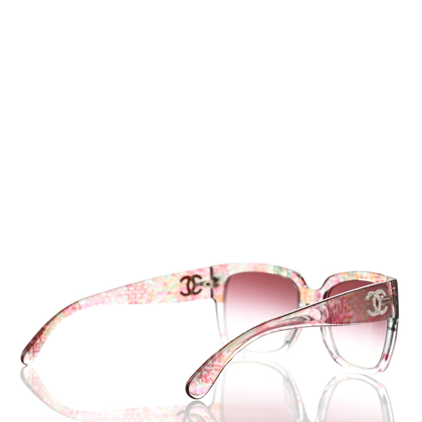 Acetate Multicolor Tweed CC Sunglasses 5220 Pink