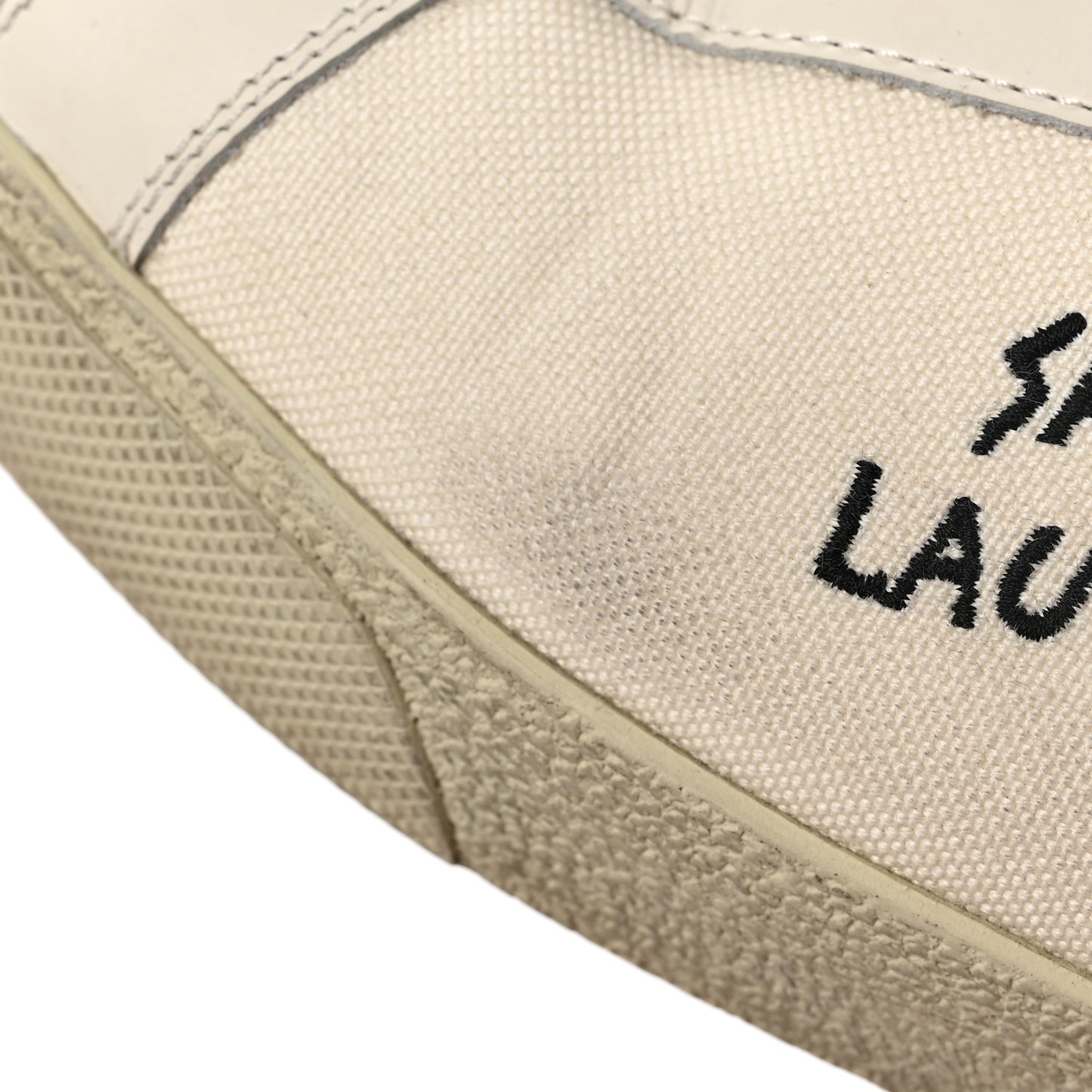 Distressed Canvas Court Classic Sneakers 41 Panna