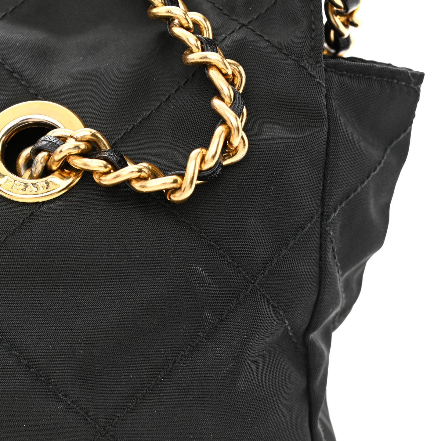 Nylon Tessuto Quilted Shoulder Bag Black