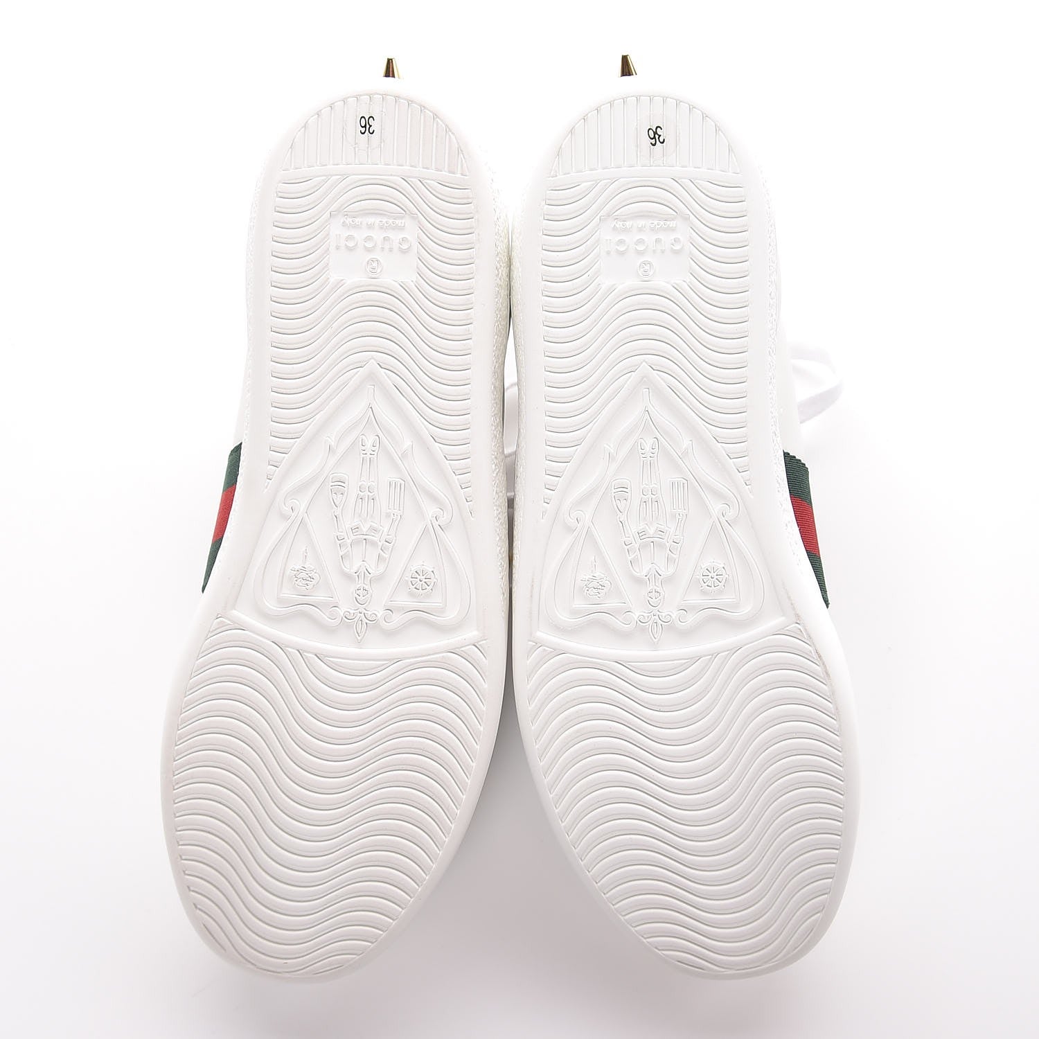 Gucci Calfskin Web Pearl Studded Ace Sneakers 36 White 5 of 9