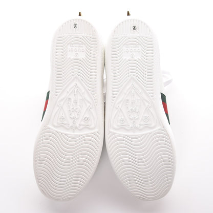 Gucci Calfskin Web Pearl Studded Ace Sneakers 36 White 5 of 9