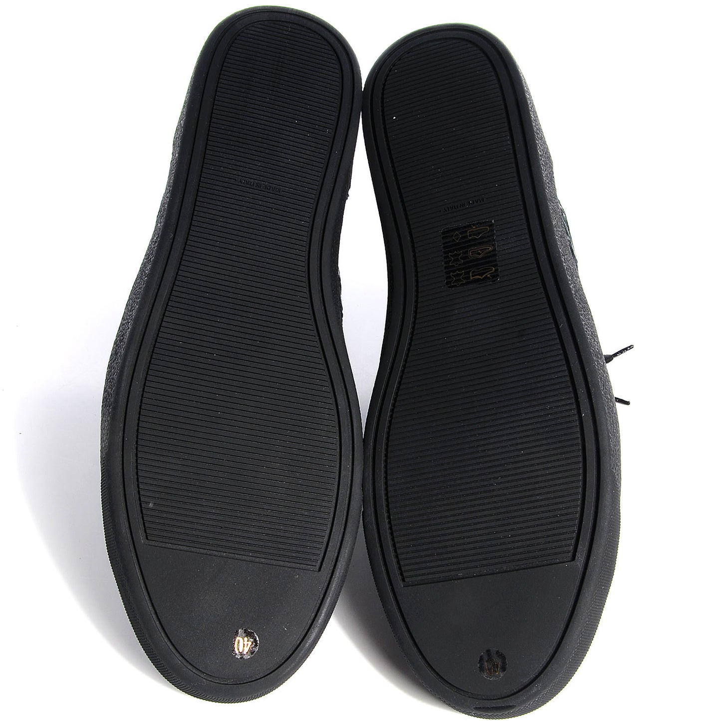 Patent Grained Goatskin Laser Cut Camellia High Tops 40 Black