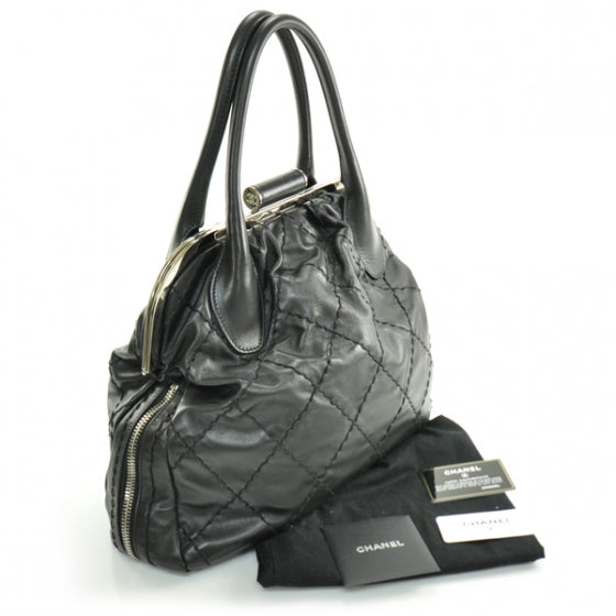 Chanel Lambskin Expandable Stitched Frame Top Bag Black 3 of 12
