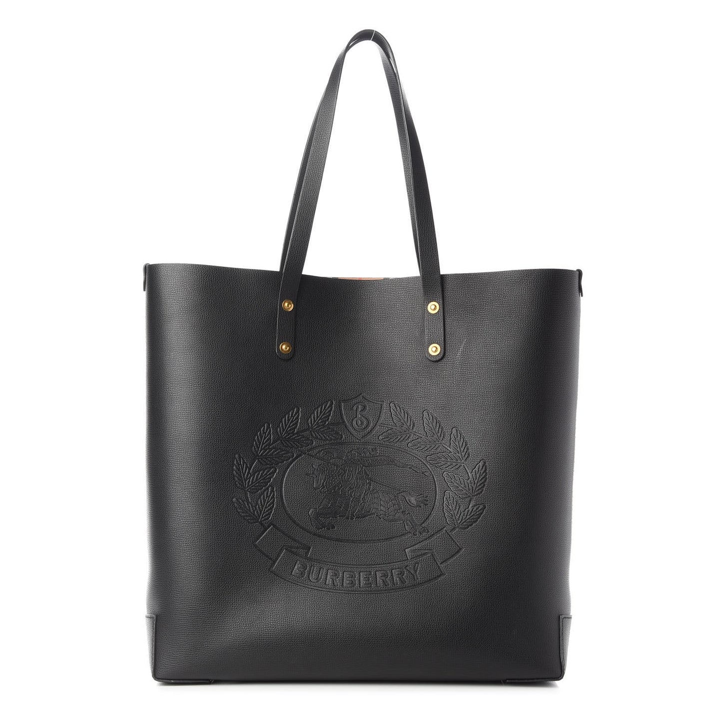 Calfskin Crest Embossed Large Tote Black