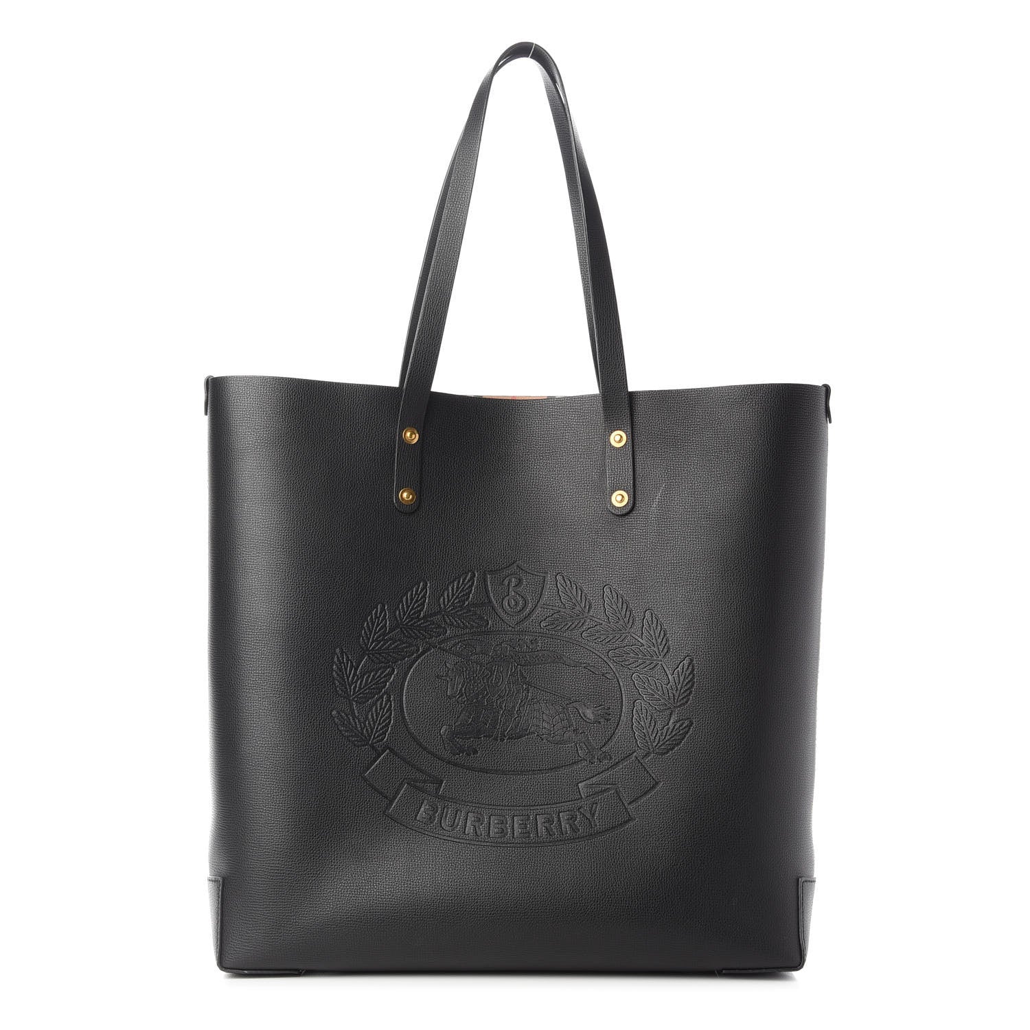Burberry Calfskin Crest Embossed Large Tote Black 1 of 10