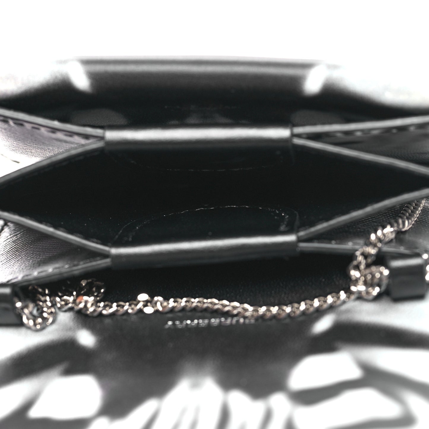 Calfskin Zebra Wallet on Chain Black White