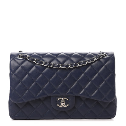 Chanel Caviar Quilted Jumbo Double Flap Navy Blue 1 of 12
