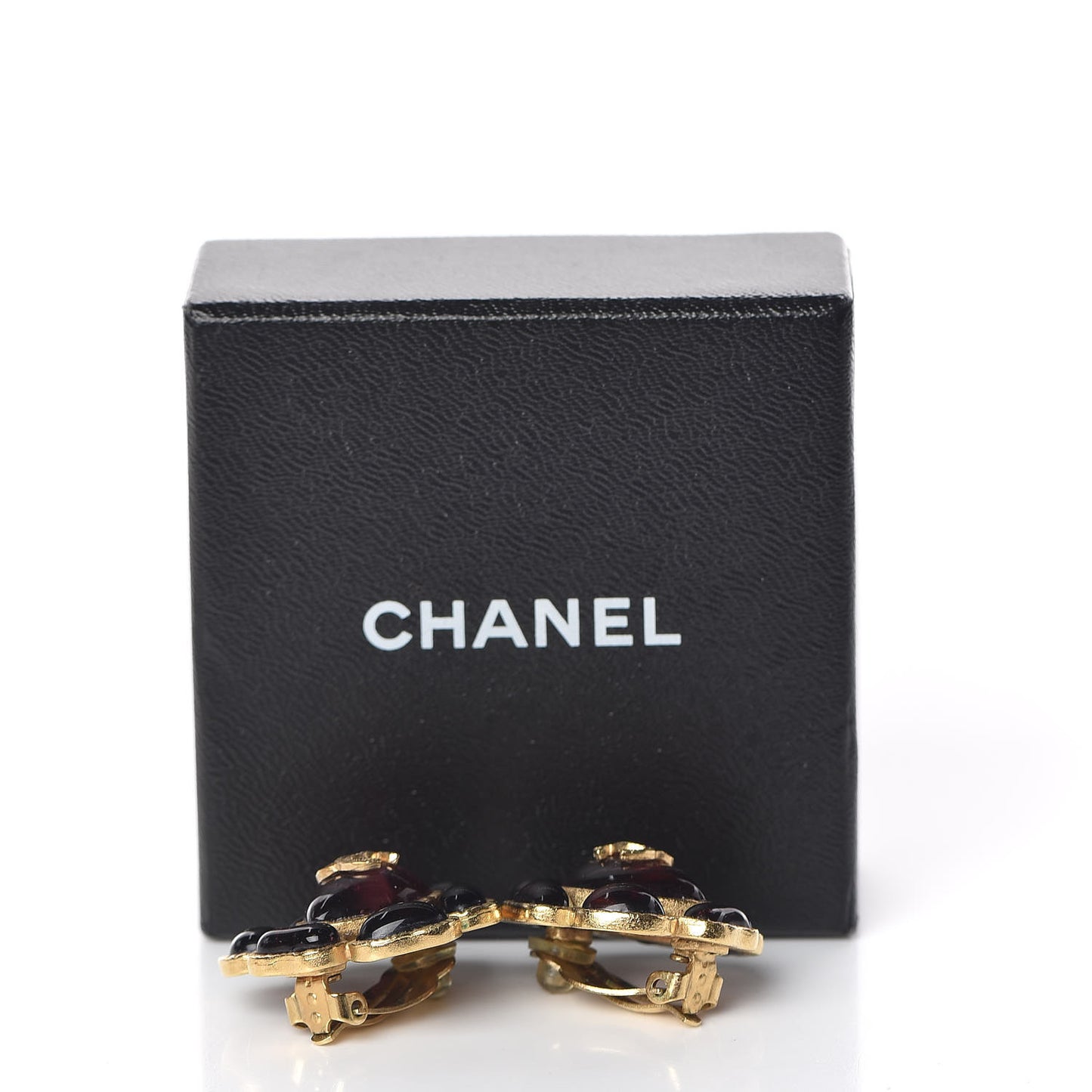 Poured Glass CC Clip On Earrings Gold Red