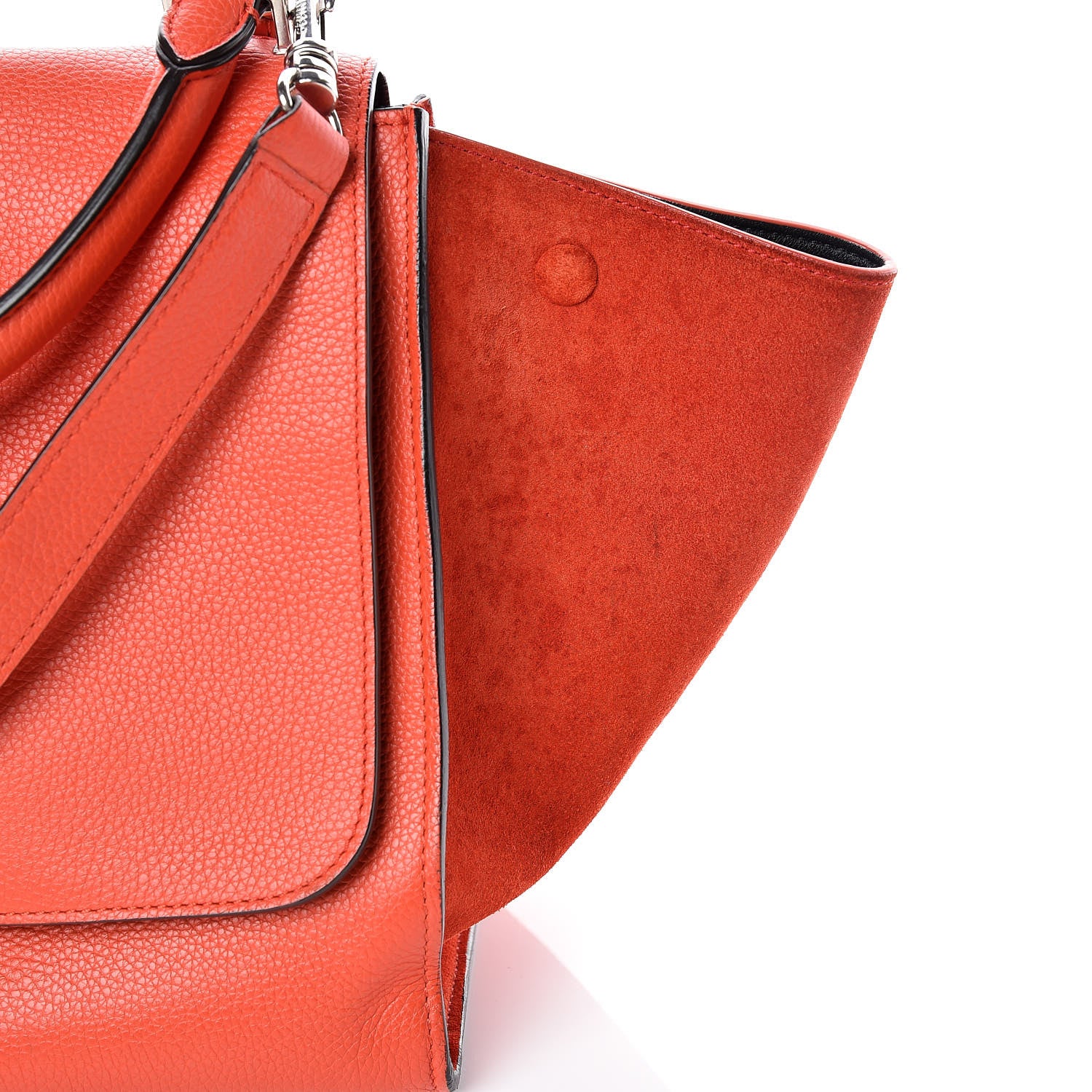 Celine Drummed Calfskin Suede Medium Trapeze Vermillion 13 of 21