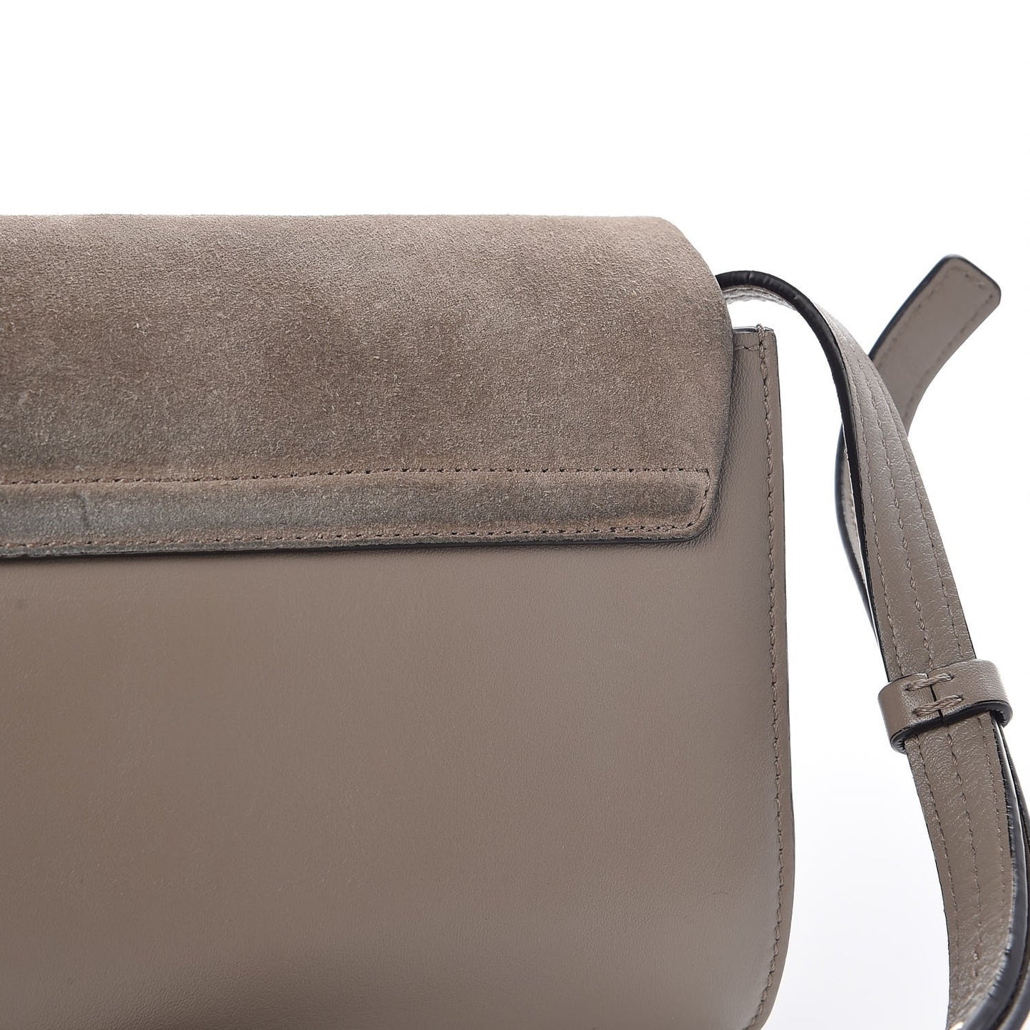 Suede Calfskin Small Faye Shoulder Bag Motty Grey