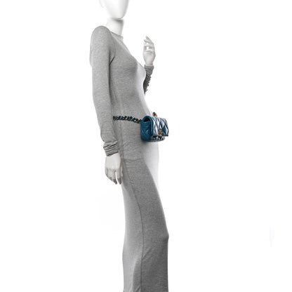 Chanel Lambskin Quilted Chanel 19 Waist Bag Blue 2 of 10
