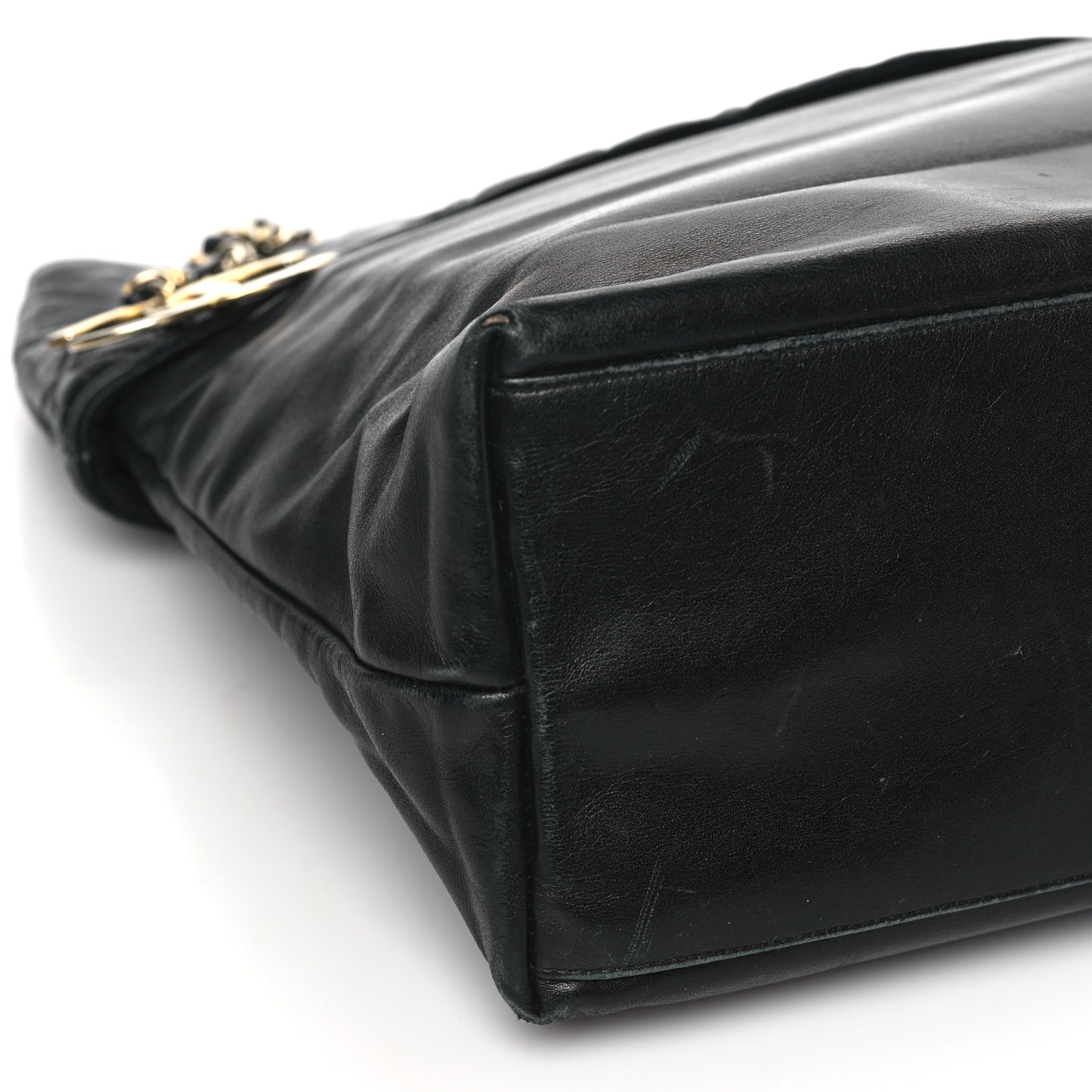 Lambskin Quilted Shopping Tote Black