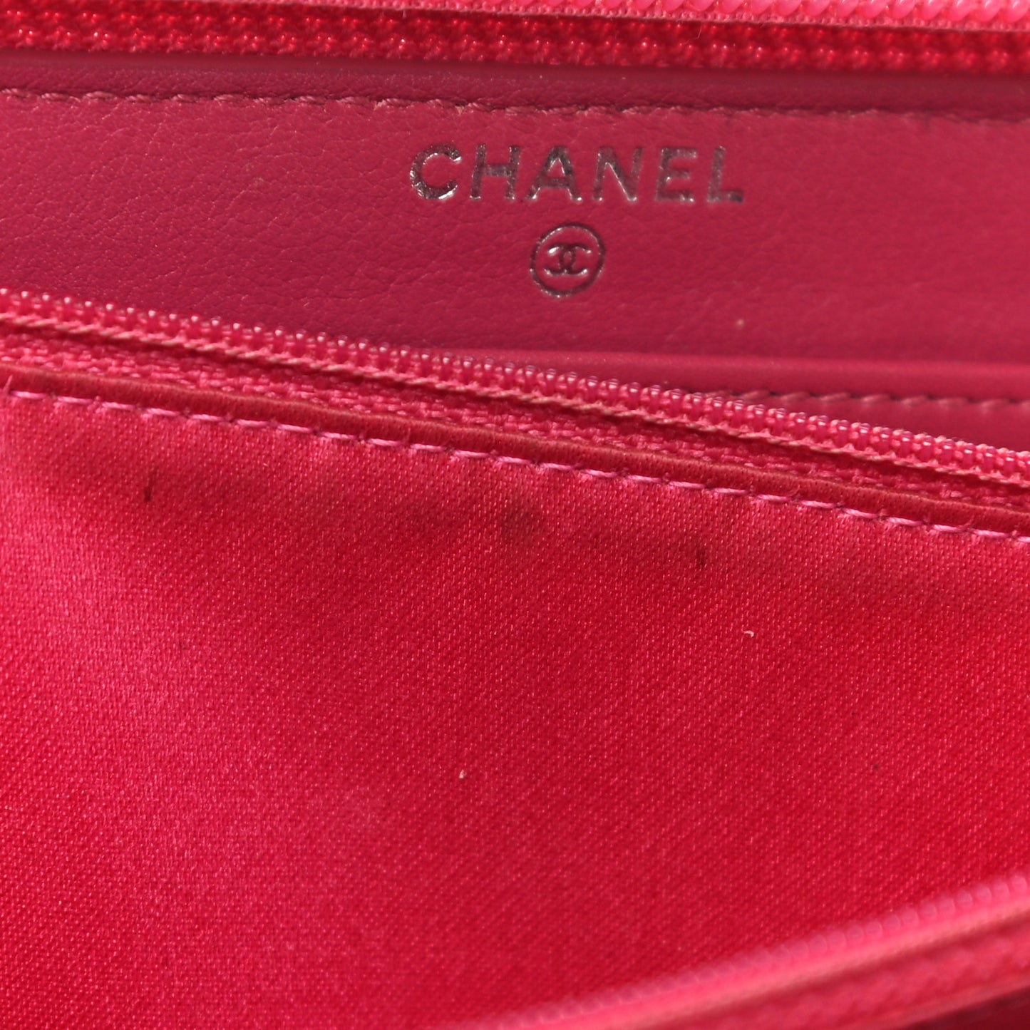 Patent Camellia Embossed Large Gusset Zip Around Wallet Pink
