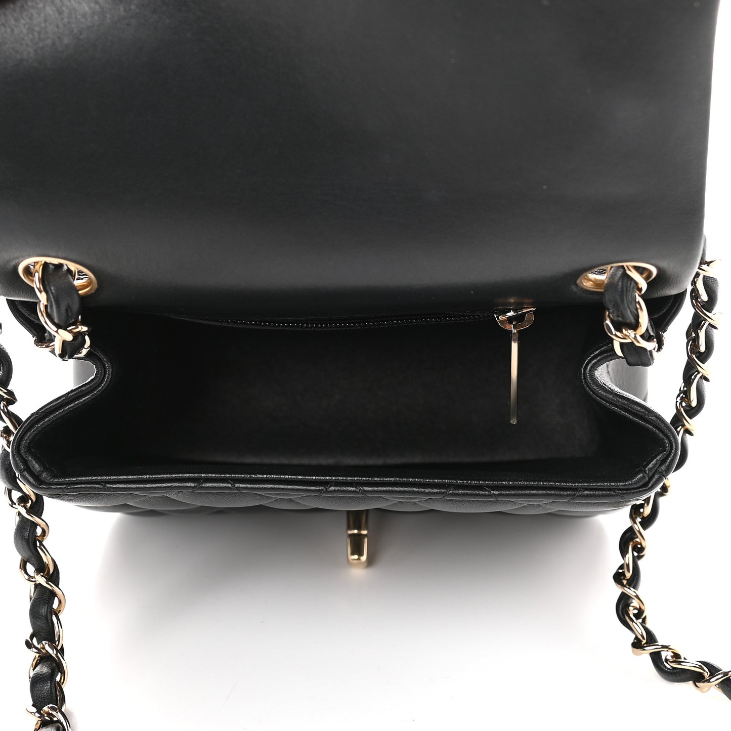 Lambskin Quilted Mini Square Flap Black