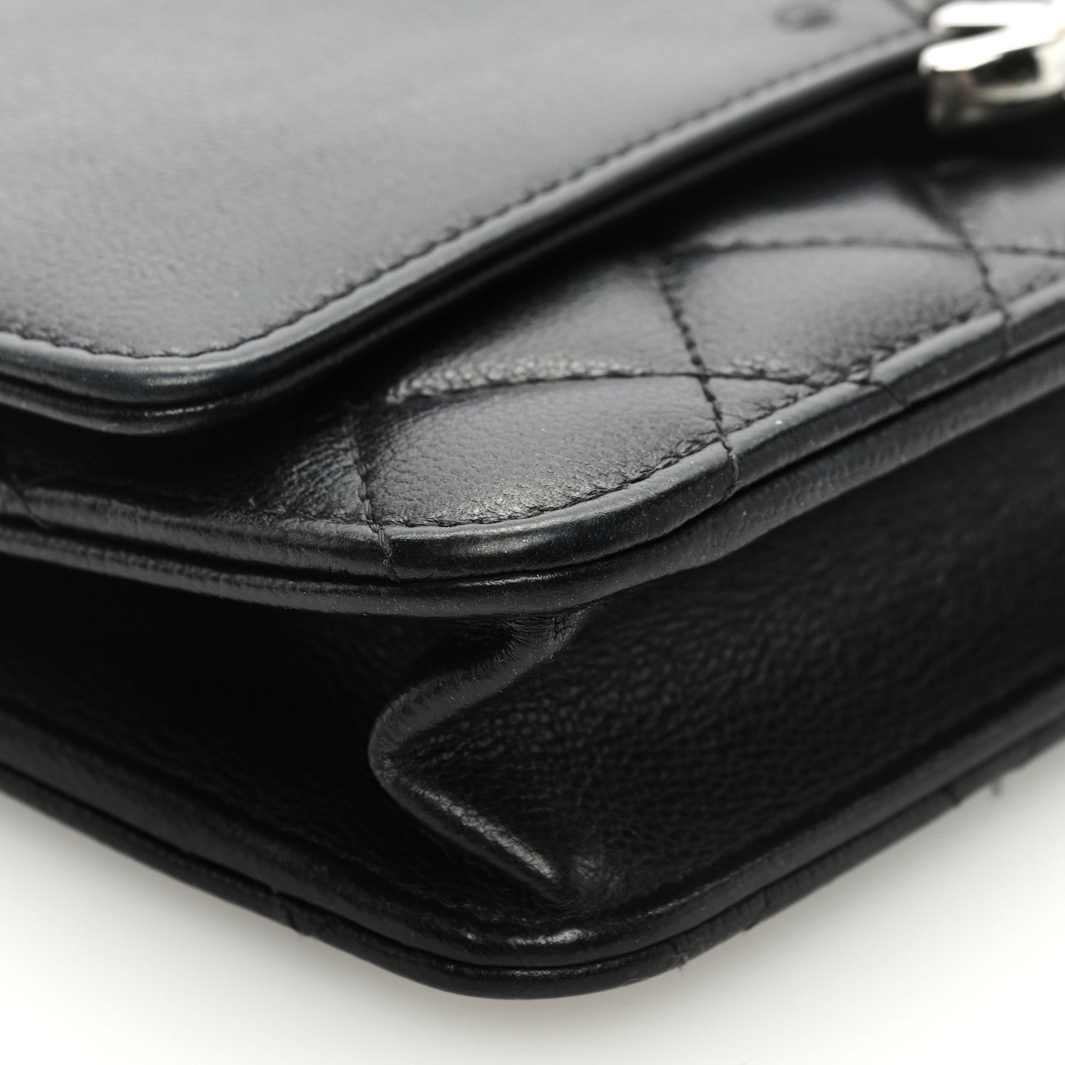 Chanel Grained Calfskin Quilted CC Box Wallet On Chain WOC Black 8 of 9