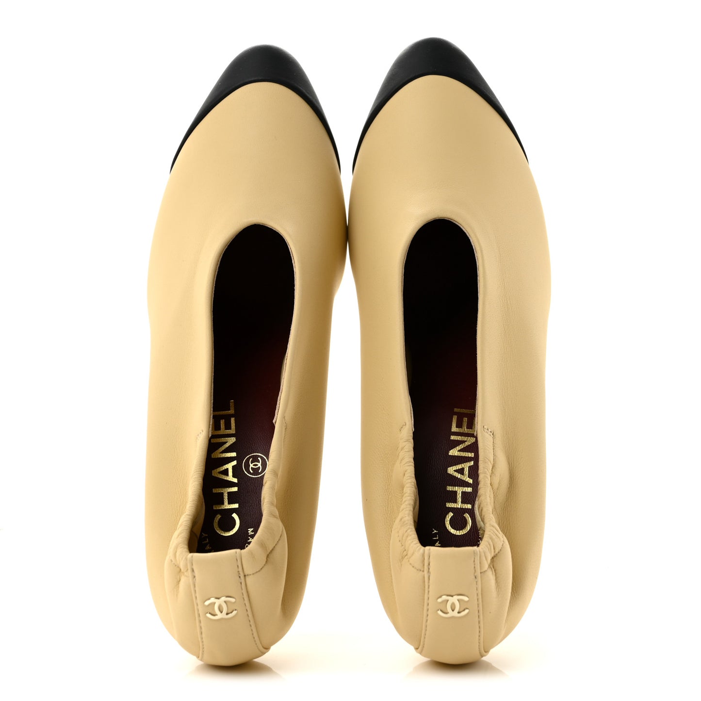 Lambskin Pumps 37 Light Beige Black