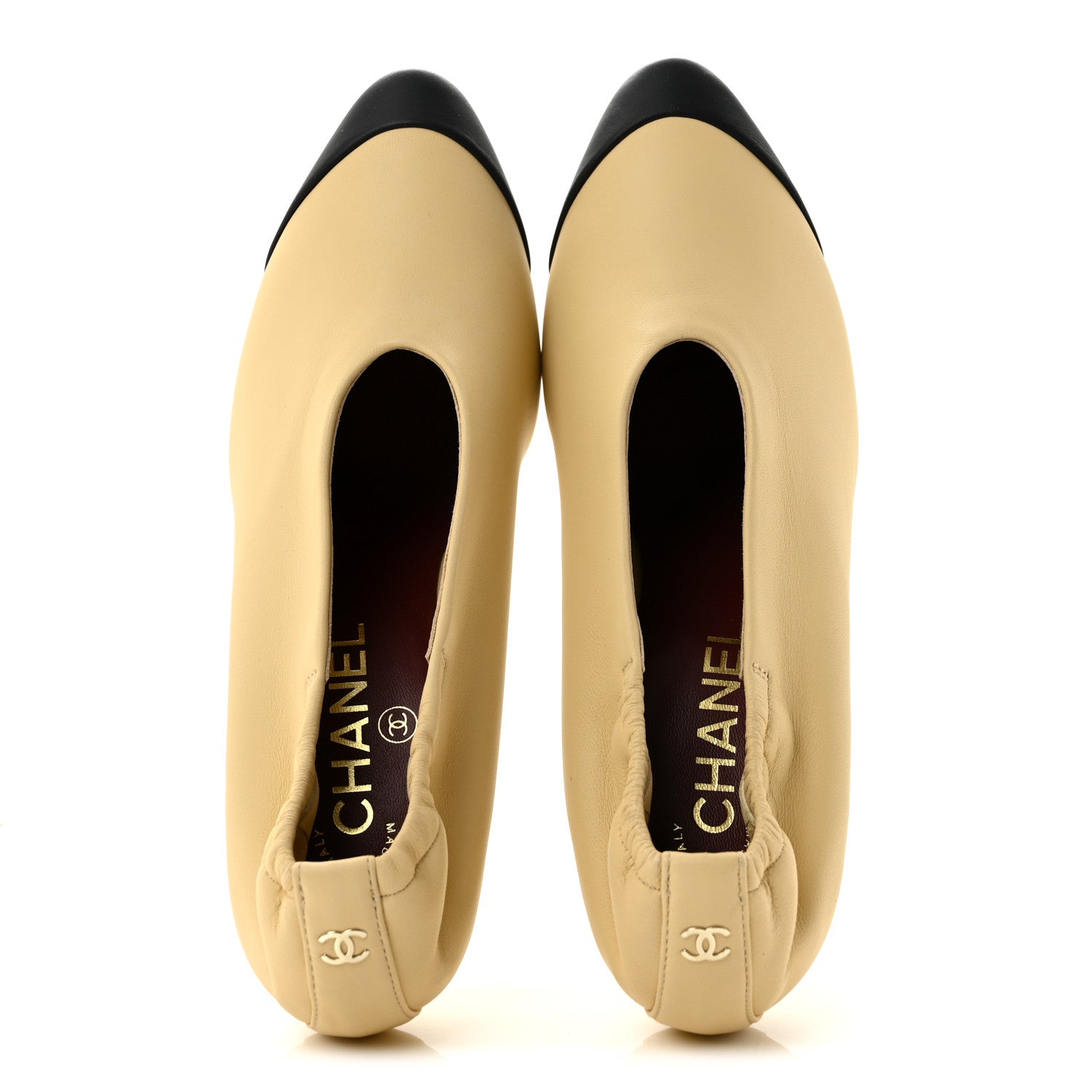 Chanel Lambskin Pumps 37 Light Beige Black 2 of 10