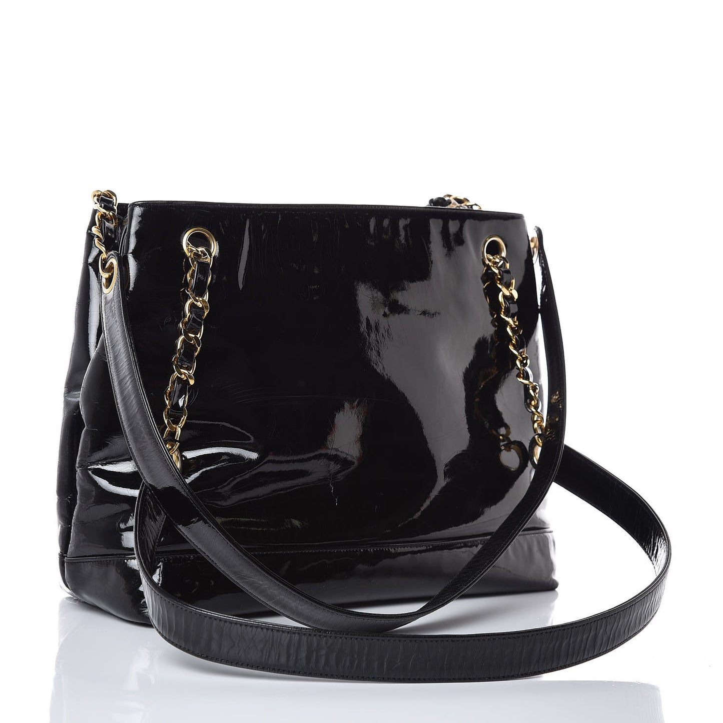 Patent CC Shoulder Bag Black