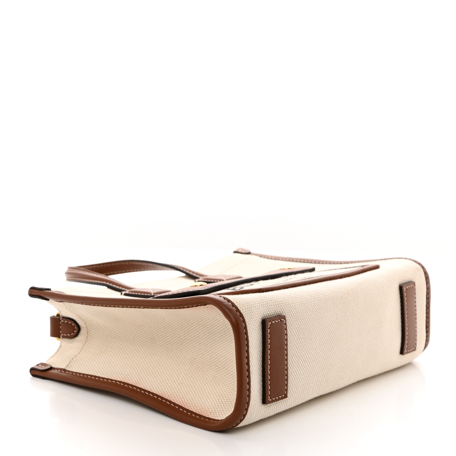 Burberry Smooth Calfskin Canvas Horseferry Print Mini Towner Bag Natural Tan 4 of 11