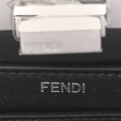 Fendi Vitello Seta Shiny Nappa Logo Embossed Laces Small Peekaboo I SEE U Satchel Black 6 of 8