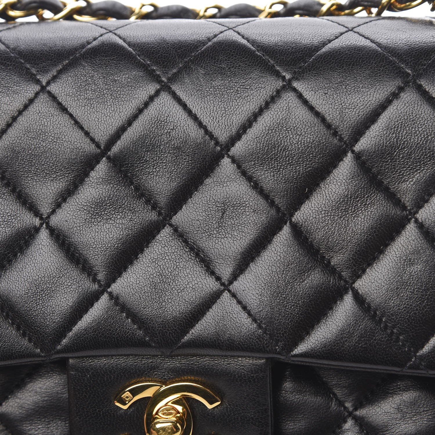 Chanel Lambskin Quilted Medium Double Flap Black 16 of 17