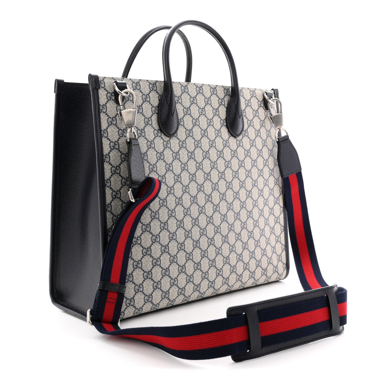 Gucci GG Supreme Monogram Azalea Calfskin Medium Retro Interlocking G Tote Bag Beige Blue 3 of 10
