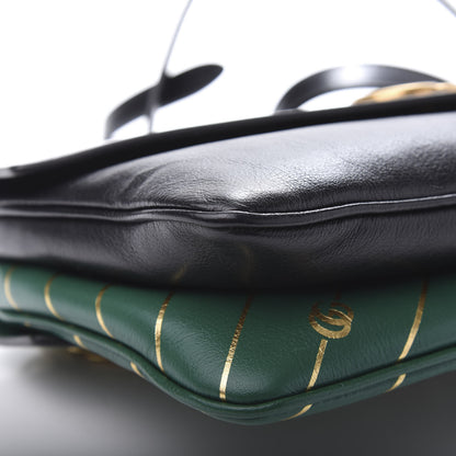 Gucci Calfskin Diagonal GG Medium Thiara Double Envelope Shoulder Bag Emerald Green Black 9 of 12