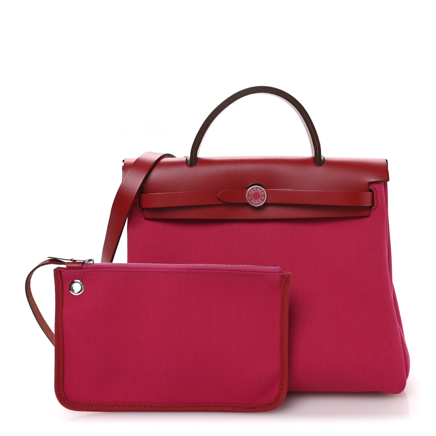 Hermes Toile Militaire Vache Hunter Laque Herbag Zip Retourne 31 PM Rose Mexico Rouge Piment 3 of 11