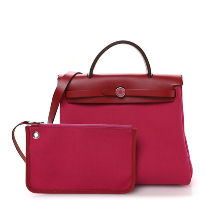 Hermes Toile Militaire Vache Hunter Laque Herbag Zip Retourne 31 PM Rose Mexico Rouge Piment 3 of 11