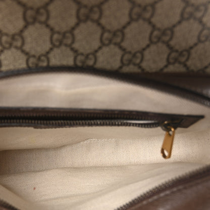 Gucci GG Supreme Monogram Textured Dollar Calfskin Web Ophidia Flap Shoulder Bag  Beige Ebony New Acero 5 of 11